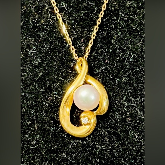 Pearl with diamond necklace - Picture 1 of 5